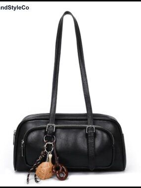 Vegan Leather Retro Swing Zip Shoulder Bag Adjustable Strap Slouchy Hobo Purse